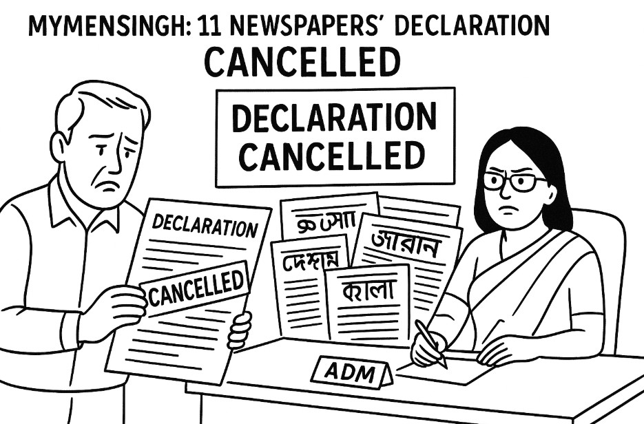 ময়মনসিংহে ১১টি সংবাদপত্রের ডিক্লারেশন বাতিল